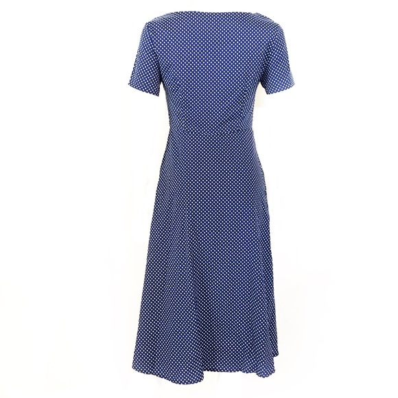 Vintage 1960s handmade blue white polka dot dress - Picture 5 of 6